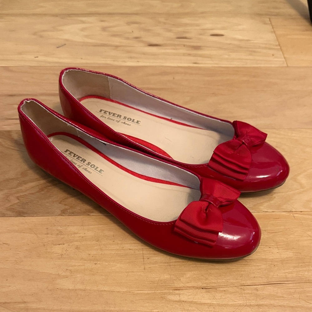 Fever Sole Red Women's Flats with Bow